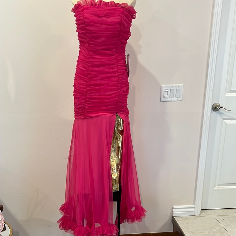 Blondie Nites Pink Strapless Dress